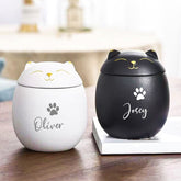 Cute Cat Urn Personalized with Name Engraved Pet Cremation Memorial Urns For Ashes - MACIFECI